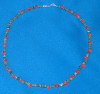 Emerald and Red Coral necklace finished with Sterling Silver