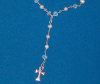 Pearl Rosary link necklace with ankh and sparkle accents