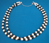 Pearl and Black agate double stranded Sterling Silver Necklace