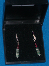 Emerald and Garnet column earrings