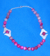 Fuschia Agate and Serpentine Necklace